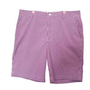 Footjoy Purple White Plaid Golf Chino Shorts Gingham Stretch Sports Mens Size 38
